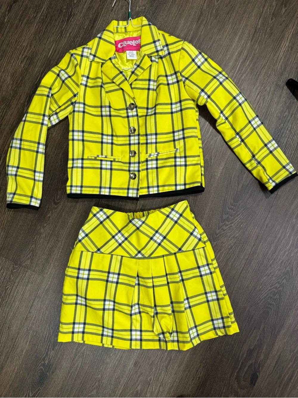 Clueless Cher Horowitz Girls L Yellow Plaid Blazer Skirt Set Costume Cosplay